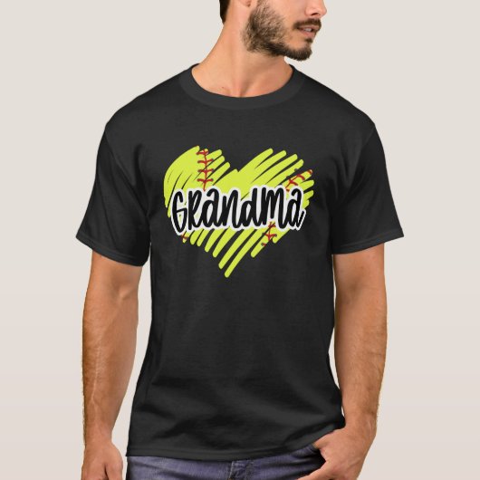 Softball Heart Ball Grandma Graphic Softball Tシャツ (正面)