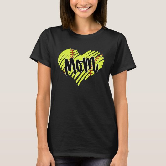 Softball Heart Ball Mom Women Graphic Baseball Tシャツ (正面)