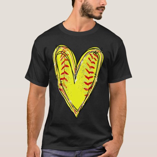 Softball Heart Love Softball Mom Softball Game Day Tシャツ (正面)