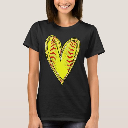 Softball Heart Love Softball Mom Softball Game Day Tシャツ (正面)