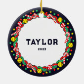Softball Holiday Gift セラミックオーナメント (裏面)