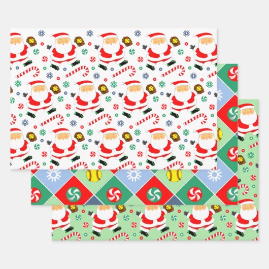 Softball Holiday Gift Wrapping Paper ラッピングペーパーシート (セット)