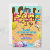 Softball Ice Ceam Drip Game Time Birthday Party In 招待状 (正面)