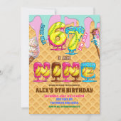 Softball Ice Ceam Drip Six Seven boy 9th Birt 招待状 (正面)