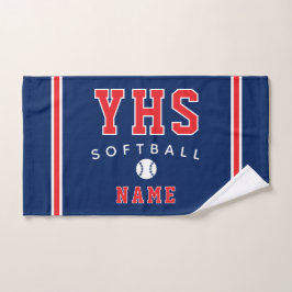 Softball Icon, Custom Name & School, Team Gift ハンドタオル