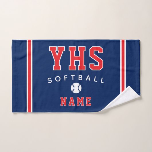 Softball Icon, Custom Name & School, Team Gift ハンドタオル (ハンドタオル)