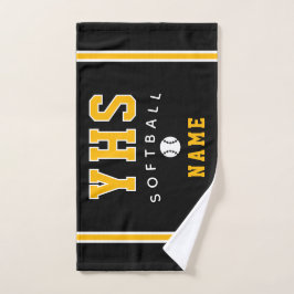 Softball Icon, Custom Name & School, Team Gift Han ハンドタオル