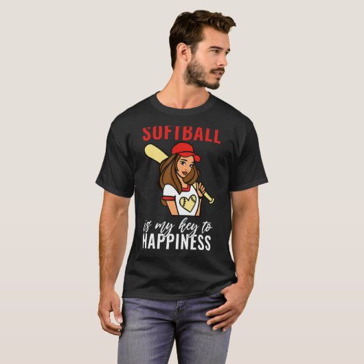 Softball is my Key to Happiness   Softball Tシャツ (正面フル)