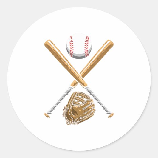 Softball Items Ball Bat Glove Helmet Baseball Gift ラウンドシール (正面)