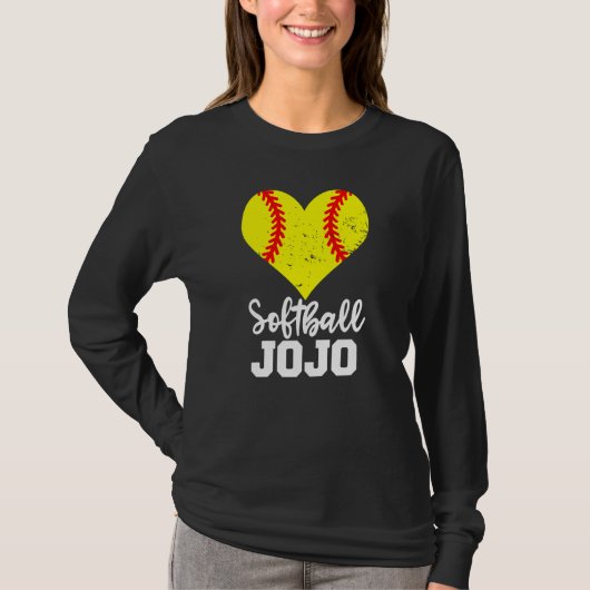 Softball Jojo Softball Heart Grandma JoJo Tシャツ (正面)