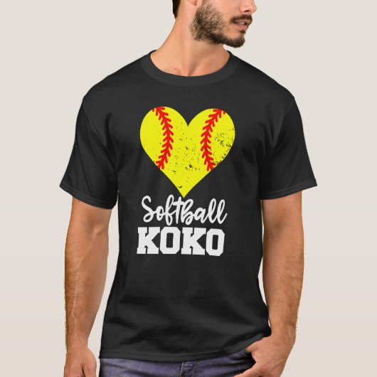 Softball Koko Softball Heart Grandma Koko Tシャツ (正面)