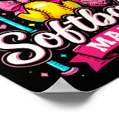 Softball Mama Softball Coquette Bow Softball ポスター (角)