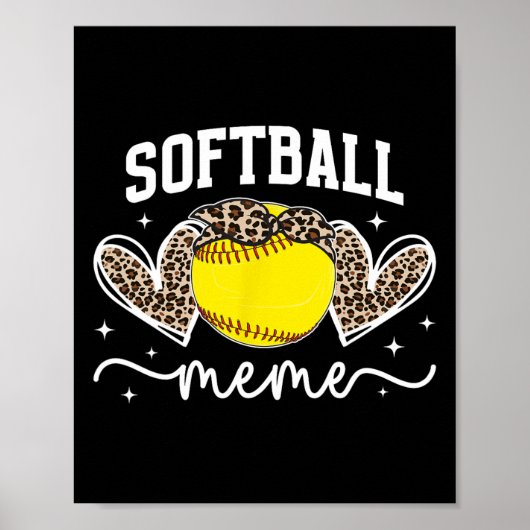 Softball Meme Heart Grandma Meme Of A Softball Pla ポスター (正面)