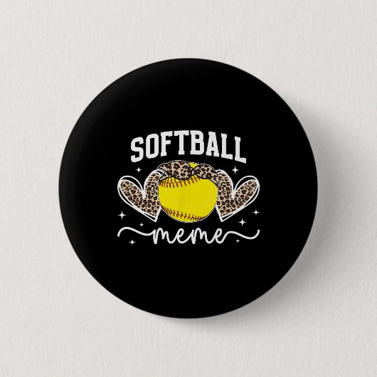 Softball Meme Heart Grandma Meme Of A Softball Pla 缶バッジ (正面)