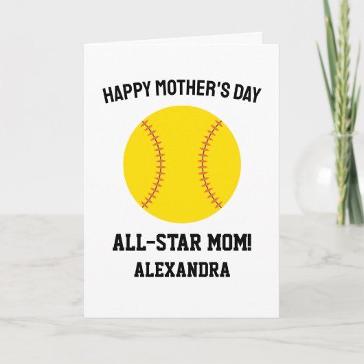 Softball Mom Happy Mothers Day カード (正面)