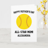 Softball Mom Happy Mothers Day カード (黄色い花)