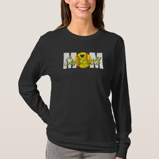 Softball Mom Heart Mama Mother's Day   Tシャツ (正面)