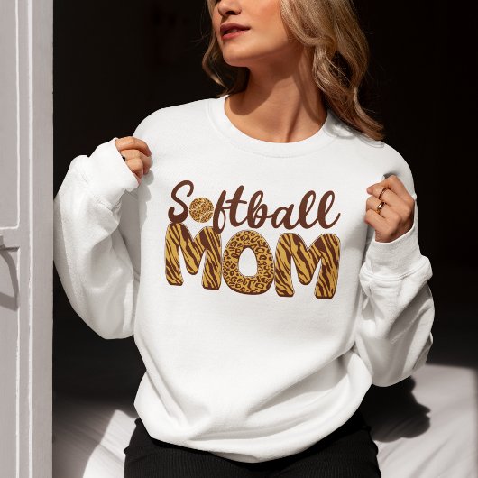 "Softball Mom" Leopard Print Mother's Day  スウェットシャツ
