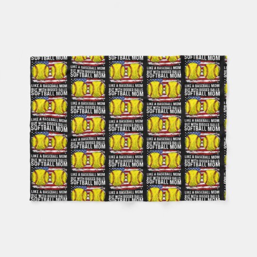 Softball Mom Like A Baseball Mom But With Bigger フリースブランケット (正面(横))