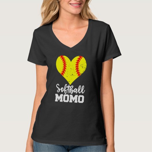 Softball Momo Softball Heart Grandma Momo Tシャツ (正面)