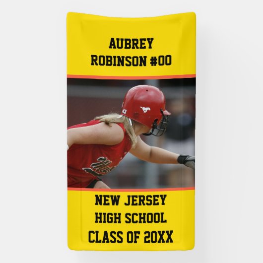 Softball Player Graduation Grad Senior Outdoor 横断幕 (縦)