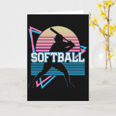 Softball Player Retro  カード (黄色い花)