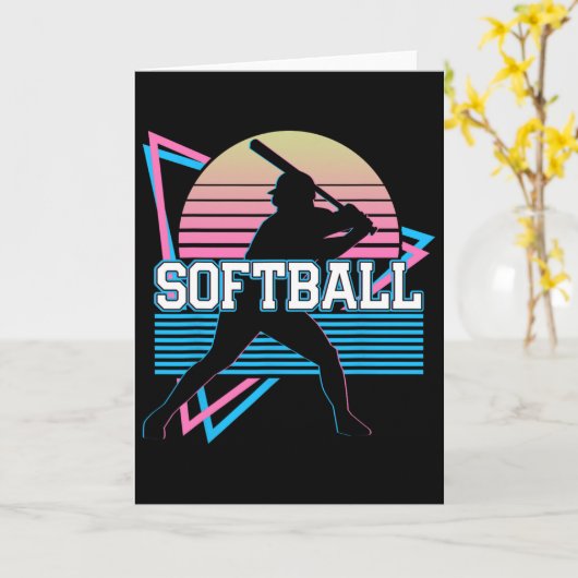 Softball Player Retro  カード (黄色い花)