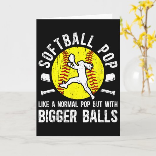 Softball Pop Grandpa Funny Pop Of A Softball Playe カード (黄色い花)