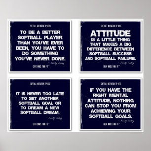 Softball Quotes Blue Collage 9-12 ポスター