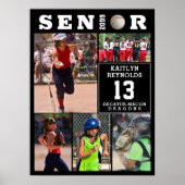 Softball Senior Graduation 5 Photo Collage ポスター (正面)