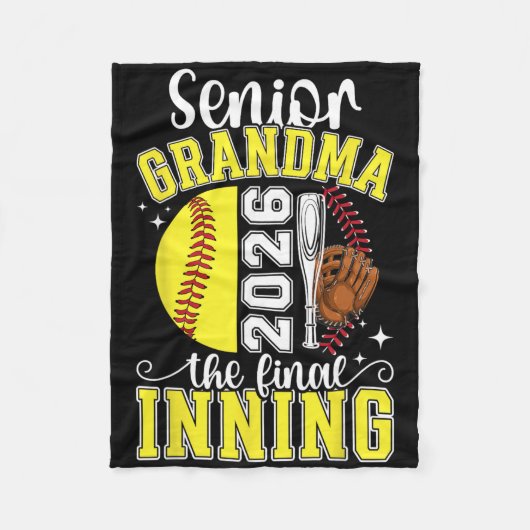 Softball Senior Grandma 2026 Softball Senior Grand フリースブランケット (正面)