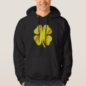 Softball Shamrock Lucky Clover Irish St Patrick's  パーカ (正面)