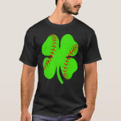 Softball Shamrock Lucky Clover Irish St Patrick's  Tシャツ (正面)