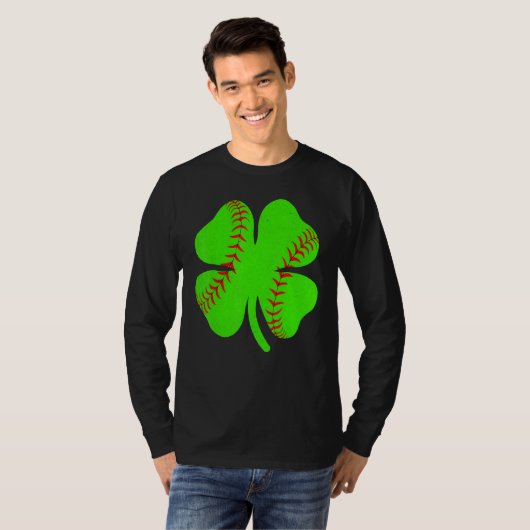 Softball Shamrock Lucky Clover Irish St Patrick's  Tシャツ (正面フル)