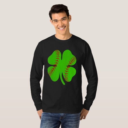 Softball Shamrock Lucky Clover Irish St Patrick's  Tシャツ (正面フル)