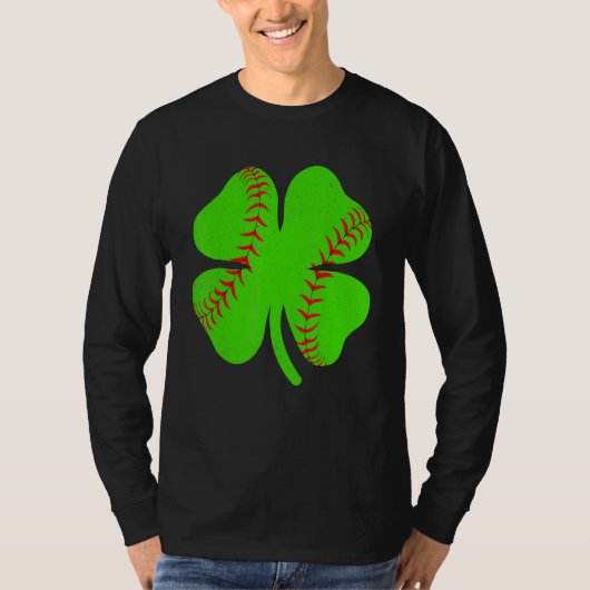 Softball Shamrock Lucky Clover Irish St Patrick's  Tシャツ (正面)
