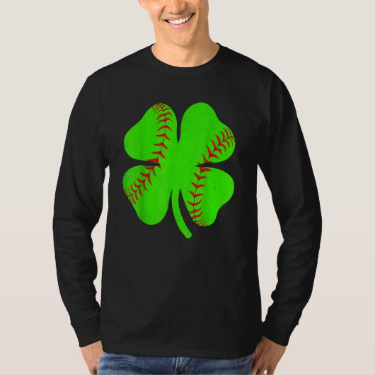 Softball Shamrock Lucky Clover Irish St Patrick's  Tシャツ (正面)