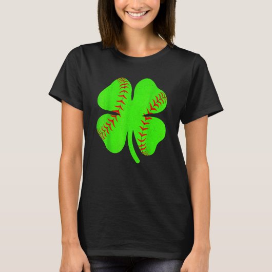 Softball Shamrock Lucky Clover Irish St Patrick's  Tシャツ (正面)