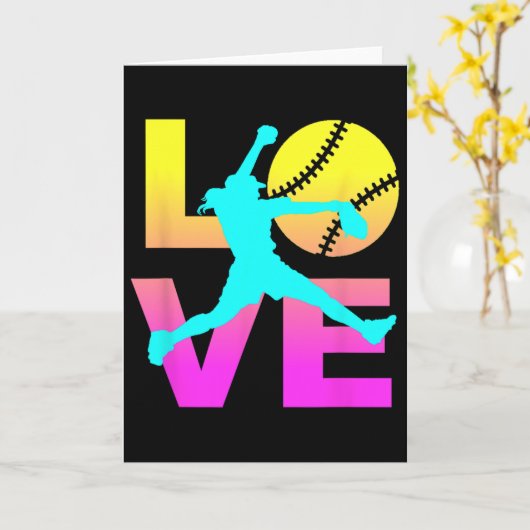 Softball Shirts For Girls Love  カード (黄色い花)