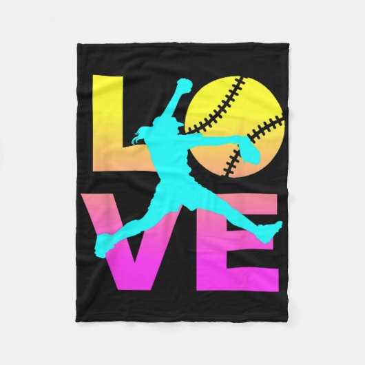 Softball Shirts For Girls Love  フリースブランケット (正面)