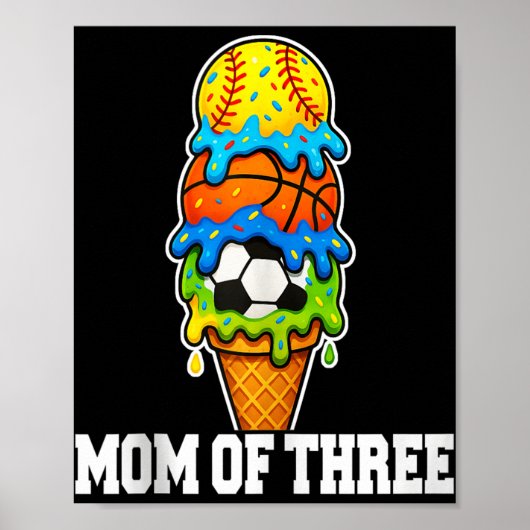 Softball Soccer Basketball Mom Ice Cream Summer Ga ポスター (正面)