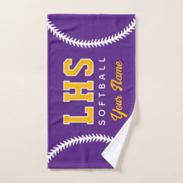 Softball Stitches Custom Sport Towel Team Initials ハンドタオル