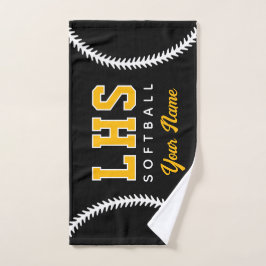 Softball Stitches Custom Sport Towel Team Initials ハンドタオル
