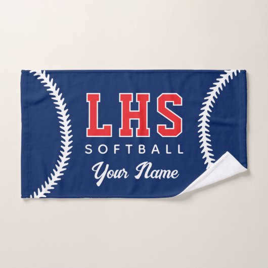 Softball Stitches Custom Sport Towel Team Initials ハンドタオル (ハンドタオル)