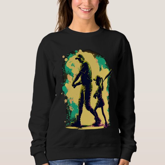 Softball Team Fans Father And Daughter Playing  1 スウェットシャツ (正面)