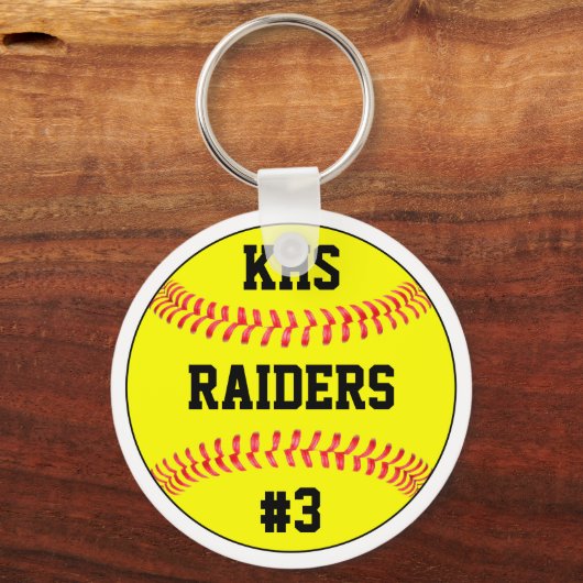 Softball Team Name, School Letters & Player Number キーホルダー (正面)
