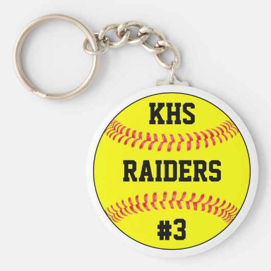 Softball Team Name, School Letters & Player Number キーホルダー (正面)