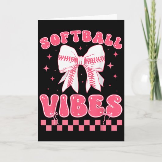 Softball Vibes Softball Couqette Groovy Softball G カード (正面)