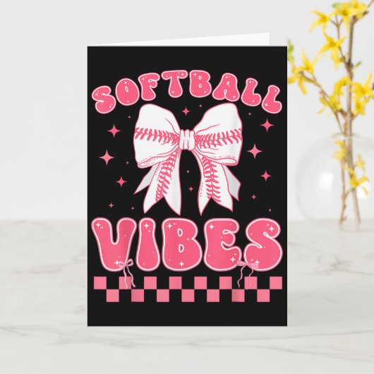 Softball Vibes Softball Couqette Groovy Softball G カード (黄色い花)
