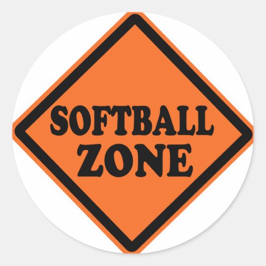Softball Zone Road Sign ラウンドシール (正面)
